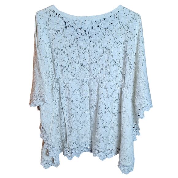 Passion Concept Women Medium White Lace Flowy Cottagecore Bohemian Poncho Top - Picture 2 of 7